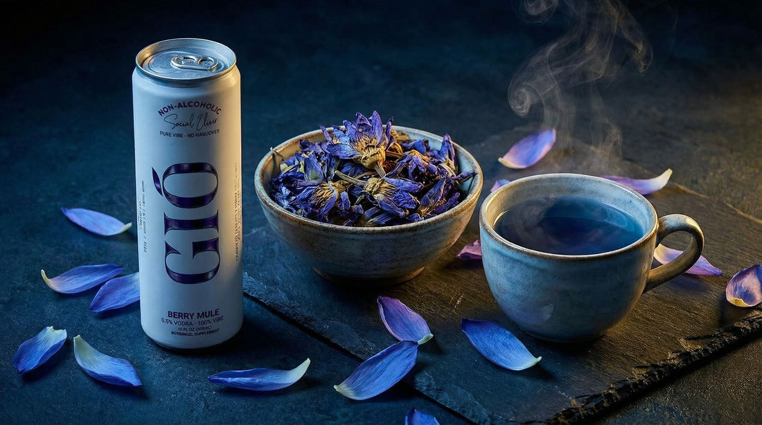 Drink Gio with blue lotus flowers